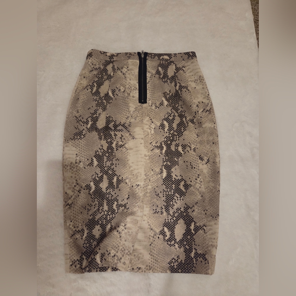 The Limited Snake-Print Pencil Skirt in Beige and Black